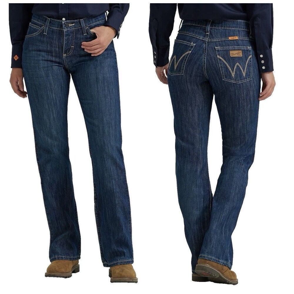 Wrangler Women's FR Flame Resistant CAT2 2112 Jeans Size 13 X 32 Dark Wash